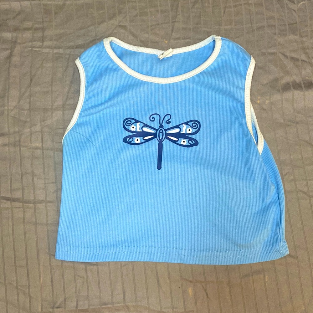 Blue firefly tank top/crop top for girls